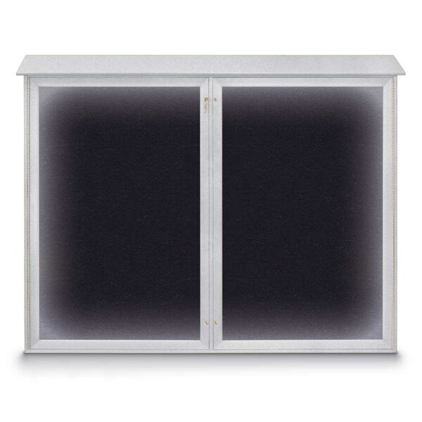 24"x36" 1-Door Enclosed Outdoor Letterboard, Blue Felt/Satin Alum